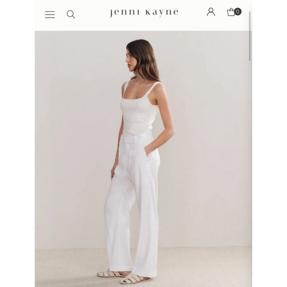 NWT Jenni Kayne Riley White Trousers Size 8 Linen Blend - Picture 2 of 5